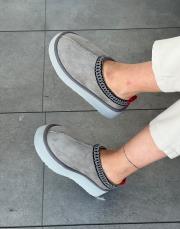 stockholm düz taban oval burun içi kürklü kadın bot gri süet 2