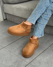 ugarte kalın taban içi kürklü kadın yarım bot taba süet