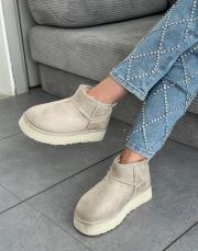 ugarte kalın taban içi kürklü kadın yarım bot bej süet