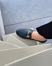 emmani oval burun toka detay hakiki deri kadın babet lacivert deri