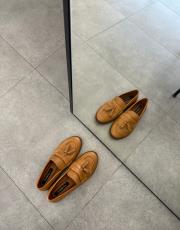 levia oval burun fiyonk detay hakiki deri kadın babet taba deri