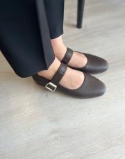 mahira oval burun toka detay kadın babet acı kahve 2