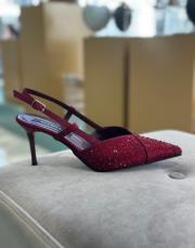 miho sivri burun komple taş detay arkası açık kadın topuklu ayakkabı bordo