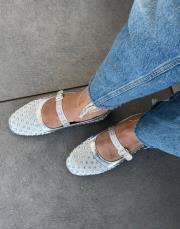 dersi oval burun taşlı kemer detay kadın babet gümüş