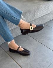 henna oval burun kemer detay kadın babet acı kahve 2