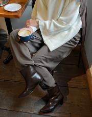 tatum küt burun kısa topuklu kadın botie acı kahve kırışık