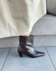 tatum küt burun kısa topuklu kadın botie acı kahve kırışık 3