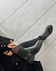 seoul yuvarlak burun lastikli kadın yağmur botu siyah siyah