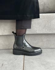 seoul yuvarlak burun lastikli kadın yağmur botu siyah siyah 3