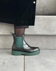 seoul yuvarlak burun lastikli kadın yağmur botu siyaha mint yeşili 3