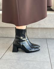 vantek sivri burun fermuar detay kadın bot siyah kırışık